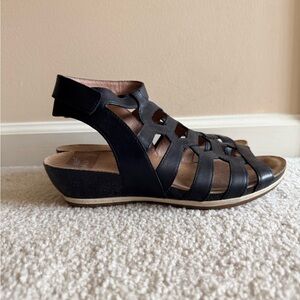 Dansko Black Strappy Wedge Sandals
